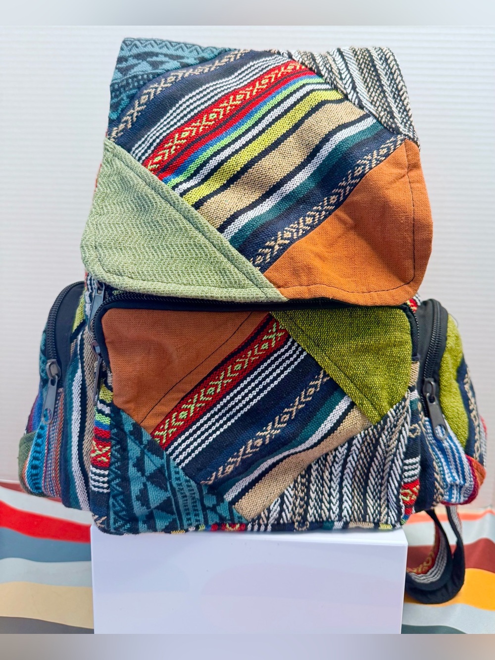 Flying High Foot Path Trading Co. Nepal Cotton Patchwork Backpack